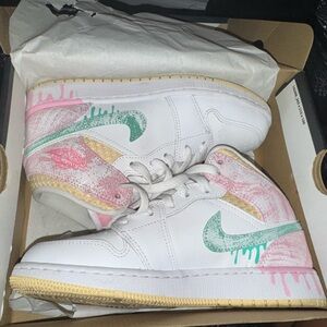 Jordan Kids Sneakers White Pink Green